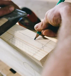Image d'une personne écrivant sur du bois